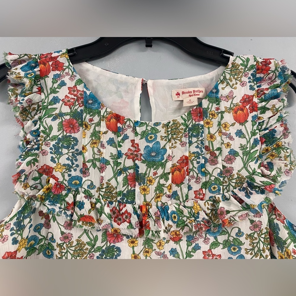 Brooks Brothers Shirt Women’s Size 6 Floral Ruffle Print Cottagecore Romantic - Picture 3 of 9